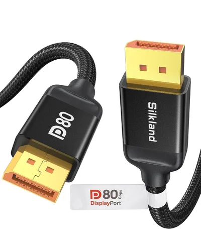 Vista 10 de Silkland Cable DisplayPort 2.1 corto de 80 Gbps de 1.6 pies [certificado VESA], [8K@240Hz, 4K@540Hz 360Hz 240Hz] Cable DP 2.1 16K, Cable DisplayPort
