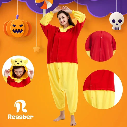 Vista 3 de ressber Unisex Adult Onesie Pajamas Animal One Piece Halloween Costume Christmas Sleepwear Jumpsuit