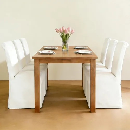Vista 5 de Parsons - Juego de 2 sillas de comedor tapizadas con falda extraíble lavable, sillas de cocina con respaldo alto y patas de madera maciza, tela