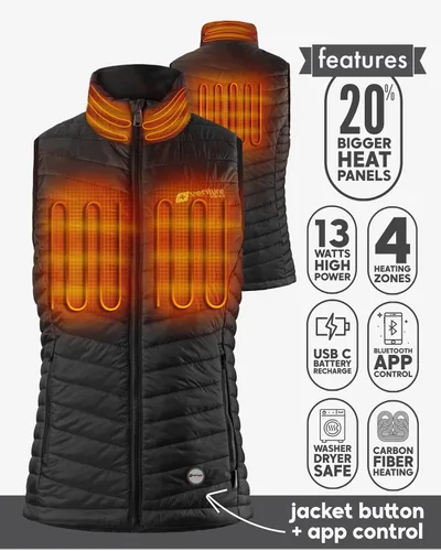 Vista 3 de Venture Heat Women's Bluetooth Heated Vest with Battery Pack Included - App Control Insulated Puffer 7.4V