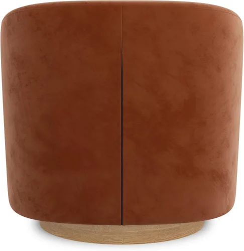 Vista 5 de Silla giratoria decorativa, moderna tapizada con brazo curvado, tela de terciopelo, cómoda silla de lectura con base de madera maciza para sala