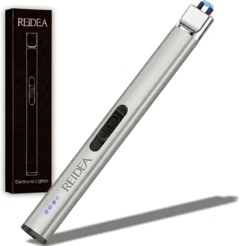 Vista 15 de REIDEA Encendedor eléctrico de regalo para los amantes de las velas, resistente al viento, sin llama, recargable por USB, encendedor retráctil de 1