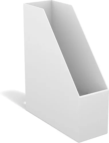 Vista 2 de TRU RED Archivo de plástico para revistas, color blanco – Organizador vertical de escritorio para revistas, carpetas y documentos de oficina
