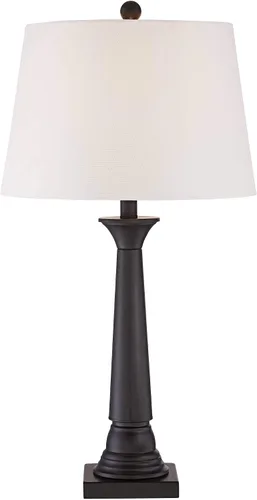 Vista 6 de 360 Lighting Dolbey - Juego de 2 lámparas de mesa rústicas de granja de 28 pulgadas de alto, columna cónica de bronce profundo, pantalla de tambor
