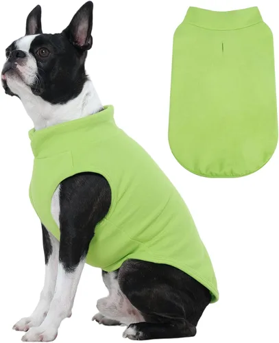 Vista 11 de FUAMEY Chaleco de forro polar para perros pequeños, sudaderas cálidas y elásticas para perros con agujero para correa, suéter suave de cuello alto