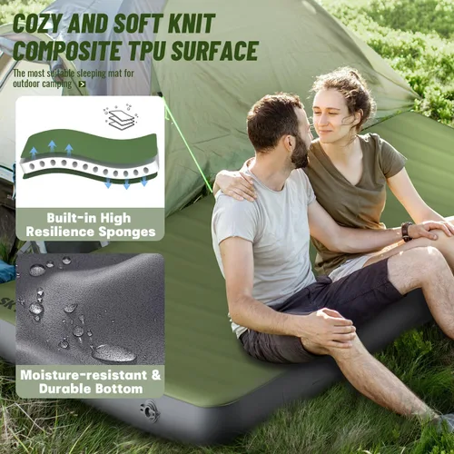 Vista 7 de SKYEMAC Colchoneta de dormir de espuma viscoelástica autoinflable con bomba incorporada – R-Value 13, tamaño matrimonial