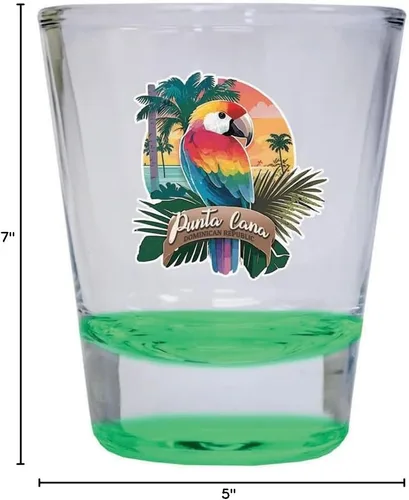 Vista 2 de Punta Cana República Dominicana Souvenir - Vaso de chupito redondo de 1.5 onzas, color verde