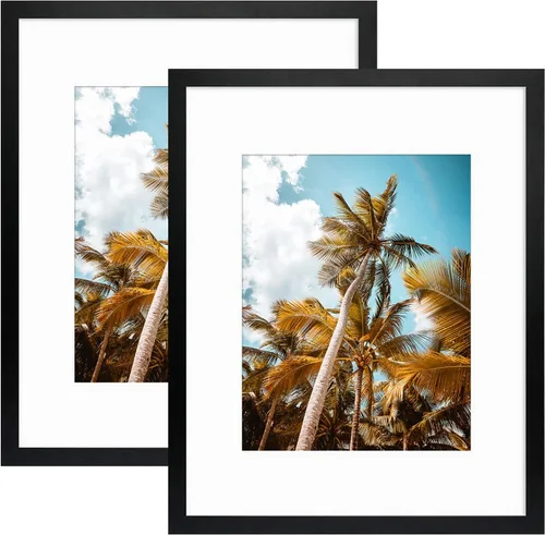 Vista 54 de Frametory, Marco de fotos de 11 x 14 pulgadas con paspartú para fotos de 8 x 10 pulgadas, moldeado ancho de vidrio de alta definición, accesorios