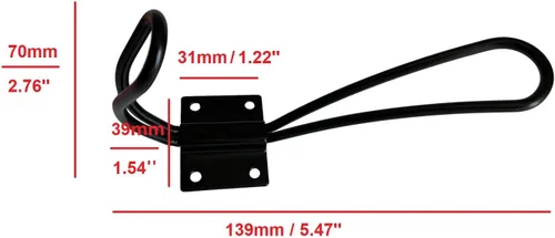 Vista 2 de Ganchos de alambre negros para abrigos, paquete de 5 ganchos rústicos de pared resistentes de doble punta, gancho de entrada para colgar ropa