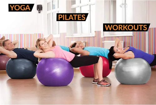 Vista 7 de Pelota de ejercicio para yoga, fitness, estabilidad de equilibrio, extra gruesa de grado profesional y pelota de estabilidad, anti estallido