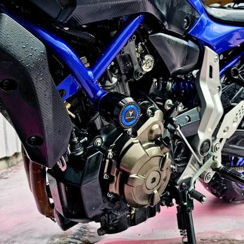 Vista 2 de Protector de choque para marco de motocicleta compatible con Yamaha MT-07 2014-2022 2023 2024 2025 Protector de carenado del motor, protección