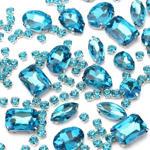 Vista 10 de Diamantes de imitación AB para coser, Choupee 130 piezas de diamantes de imitación para coser con respaldo de metal, engaste de dientes, garra