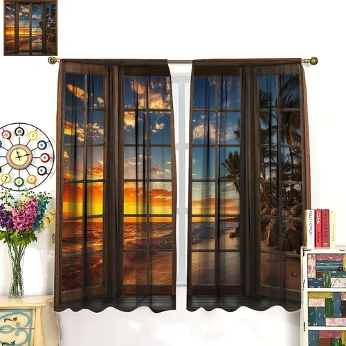 Vista 191 de Cortinas de paisaje, ventana 3D, primavera, bosque, vida silvestre, paisajes de naturaleza, dormitorio, sala de estar, cortinas térmicas opacas de 2