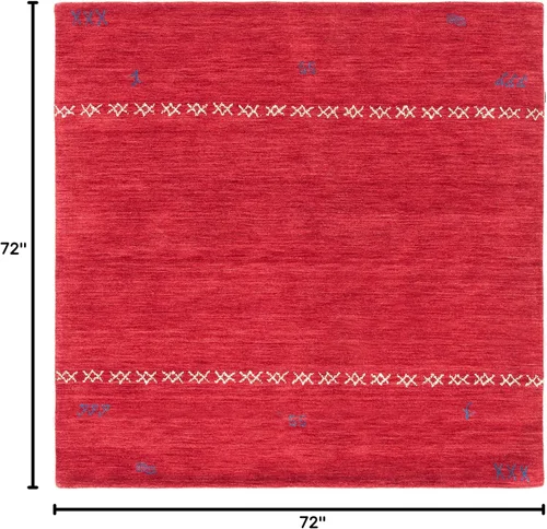 Vista 2 de SAFAVIEH Himalaya Collection - Alfombra cuadrada de 6 pies, color rojo, hecho a mano, lana tribal bohemia, ideal para zonas de alto tráfico en sala