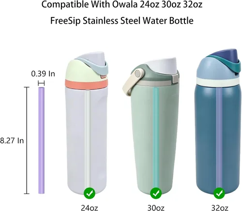 Vista 2 de Pajitas de repuesto para botella de agua Owala FreeSip de 16 onzas, 24 2-3