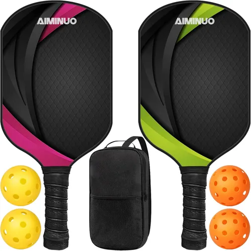 Vista 10 de Palas de pickleball de fibra de vidrio, juego de paletas de pickleball ligeras de 0.63 pulgadas para hombres, mujeres, niños, interiores y exteriores