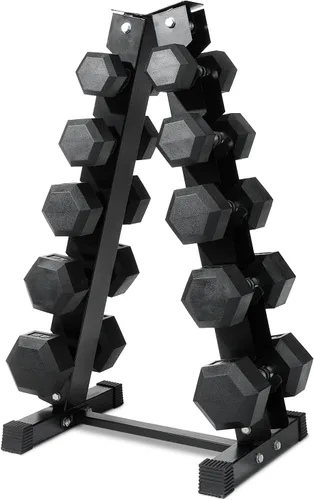 Vista 12 de RitFit Juego de mancuernas hexagonales revestidas de PVC de 5 a 650 libras con estante opcional para gimnasio en casa, peso de mano con mango