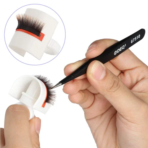 Vista 5 de Anillo de pegamento para extensiones de pestañas con soporte de pestañas en forma de U, taza de pegamento desechable para extensiones, paleta