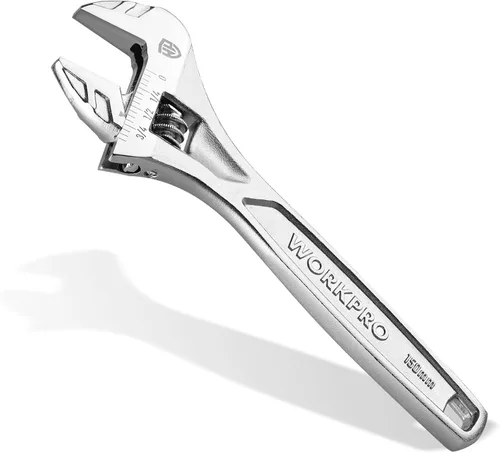 Vista 15 de WORKPRO - Llave ajustable de 4 pulgadas de servicio pesado con escala imperial y métrica, llave premium de acero Cr-V, cromada