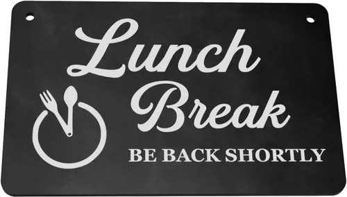 Vista 3 de Letrero colgante para el almuerzo – Be Back Soon Note (pizarra)