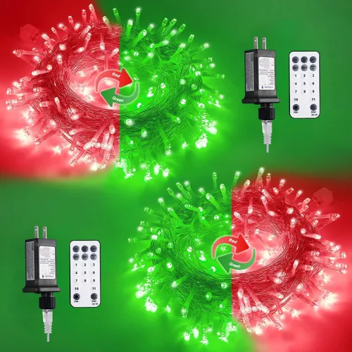 Vista 50 de JMEXSUSS - Tira de 100 luces led para interiores, 8 modos, enchufables, parpadeantes, 33 pies, luces navideñas para exteriores, a prueba de agua