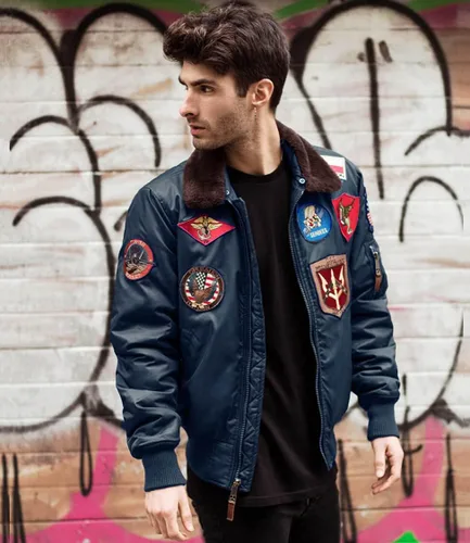 Vista 2 de Top Gun Chaqueta oficial B-15 para hombre con parches