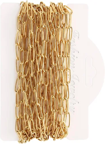 Vista 8 de Cadenas de collar de 16.4 pies para fabricación de joyas, cadenas de acero inoxidable chapadas en oro a granel para manualidades, collares