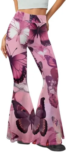 Vista 2 de Animepark Pantalones de yoga de pierna ancha para mujer, pantalones deportivos acampanados de cintura alta