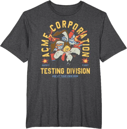 Vista 18 de Looney Tunes Wile E. Coyote Acme Co. Camiseta de la División de Pruebas Negro