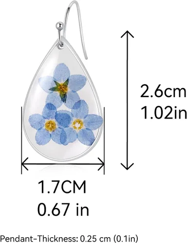 Vista 19 de Pressed Flower Earrings,Handmade Forget-Me-Not and Queen Anne's Lace Wildflower Earrings,Unique Resin Dried Flower,Perfect for Parties