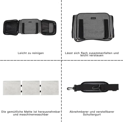 Vista 6 de BAGLHER Bolsa de Transporte para Gatos, Transportador de Mascotas Aprobado por Aerolíneas, de Cara Suave, Portador de Viaje para Mascotas, 5 Puertas