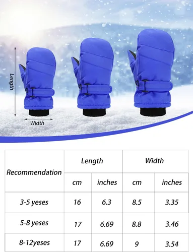 Vista 3 de SATINIOR 2 pares de guantes de nieve para niños, impermeables, guantes de esquí de invierno cálidos y gruesos para niñas y niños