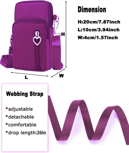 Vista 5 de WITERY Waterproof Nylon Cute Crossbody Cell Phone Purse Smartphone Wallet Bag for Women