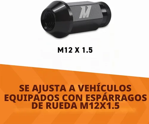 Vista 2 de Mishimoto Juego de tuercas de bloqueo de aluminio negro, M12x1.5, 20 piezas