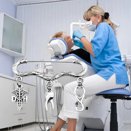 Vista 7 de PLITI Regalo de higienista dental regalo de dentista DH regalo de agradecimiento dentista dentista regalo de graduación dentista Pin DA broche