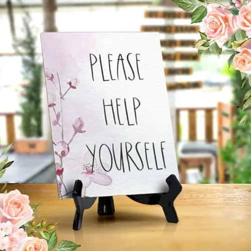 Vista 7 de Letrero de mesa con caballete, diseño floral de vid (6 x 8 pulgadas)