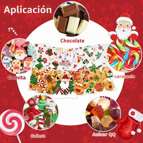 Vista 4 de YUJUN 160 bolsas de celofán de Navidad, suministros para fiestas