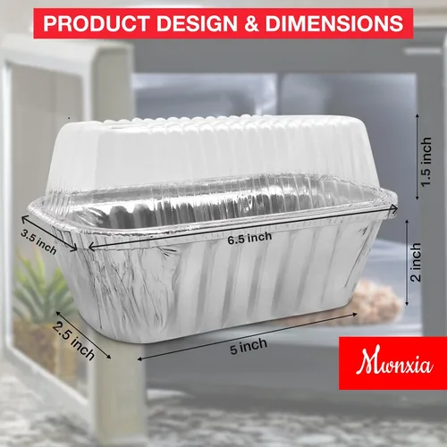 Vista 2 de Mini moldes desechables de aluminio con tapas y calcomanías "hechas a mano con amor", 6 x 3.5 x 2 pulgadas, paquete de 25 perfectas para hornear pan