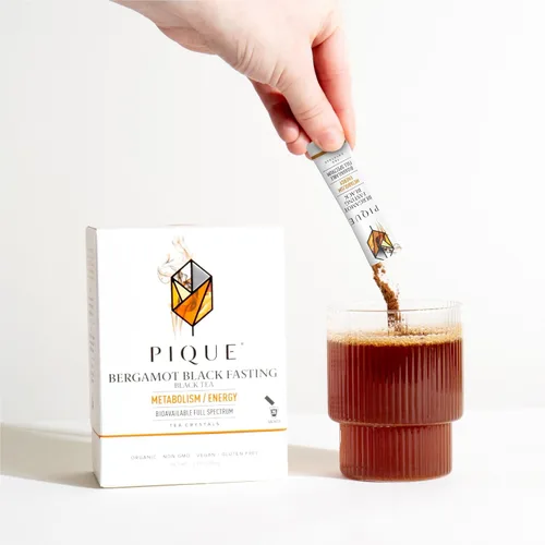 Vista 5 de Pique Cristales de té negro de bergamota – Apoya la digestión saludable y el metabolismo, té de ayuno con alto contenido de cafeína para energía