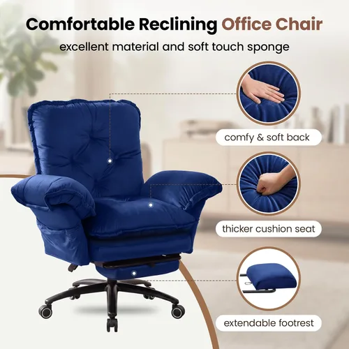 Vista 7 de FiveWillowise Silla cruzada con brazos abatibles, cómoda silla de oficina Azul (Velvet Blue)