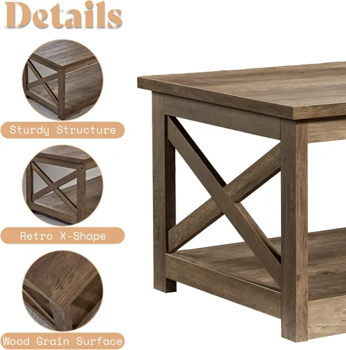 Vista 7 de AMERLIFE - Juego de mesa auxiliar de 3 piezas para sala de estar, madera de granero Barnwood