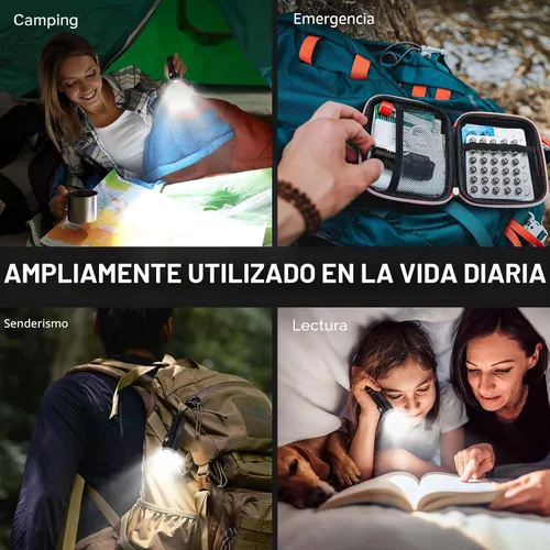 Vista 7 de LETMY Mini linternas recargables con base magnética, paquete de 2 luces brillantes de 3 LED, pequeña linterna EDC con clip para cinturón, 4 modos