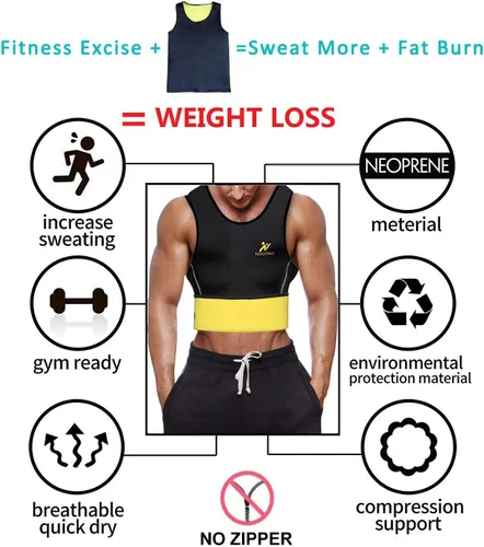 Vista 4 de NINGMI Chaleco de neopreno para hombre, chaleco de neopreno para entrenamiento de cintura, chaleco con peso, recortador de cintura, sauna para correr