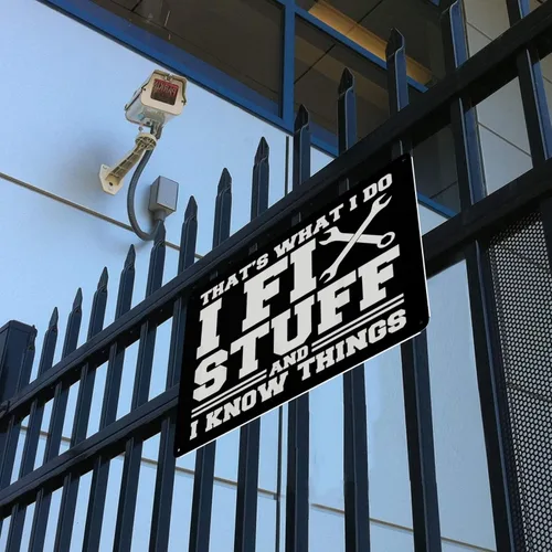 Vista 8 de Letrero de reparación con texto en inglés "That'S What I Do I Fix Stuff And I Know Thing" (That'S What I Do I Fix Stuff And I Know Thing) Letrero