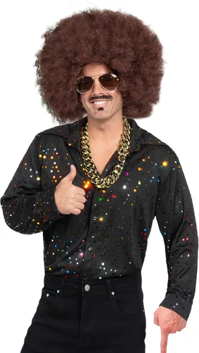 Vista 4 de Spooktacular Creations - Juego de camisa de discoteca para hombre, con peluca, gafas, collar, accesorios