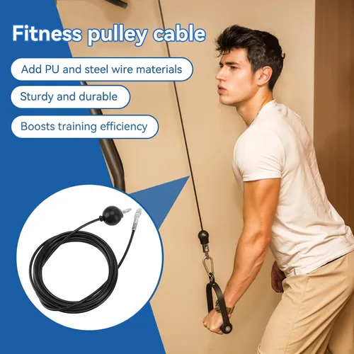 Vista 5 de Cable de polea de fitness, cable de acero resistente para gimnasio, cable de repuesto para gimnasio en casa, accesorios de máquina (13.1 ft)