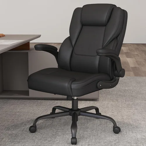 Vista 8 de Ergonomic Executive Office Chair, High Back PU Leather Computer Desk Chair with Flip-Up Armrests, Lumbar Support, Adjustable Height and Rocking