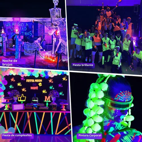 Vista 9 de Luces negras de 50 W con interruptor+enchufe, impermeable IP66, luz LED de inundación de luz negra para fiesta brillante, Halloween, dormitorio