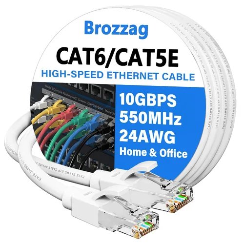 Vista 16 de Cable Ethernet de 20 pies para Cat6/Cat5E, 10 Gbps compatible con Cat8/Cat7, cable de red 24AWG para interiores y exteriores, entierro directo Negro