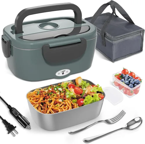 Vista 7 de Monteka Fiambrera eléctrica calentador de alimentos – Calentador de alimentos portátil a prueba de fugas para adultos para coche/hogar/camión con 5 L